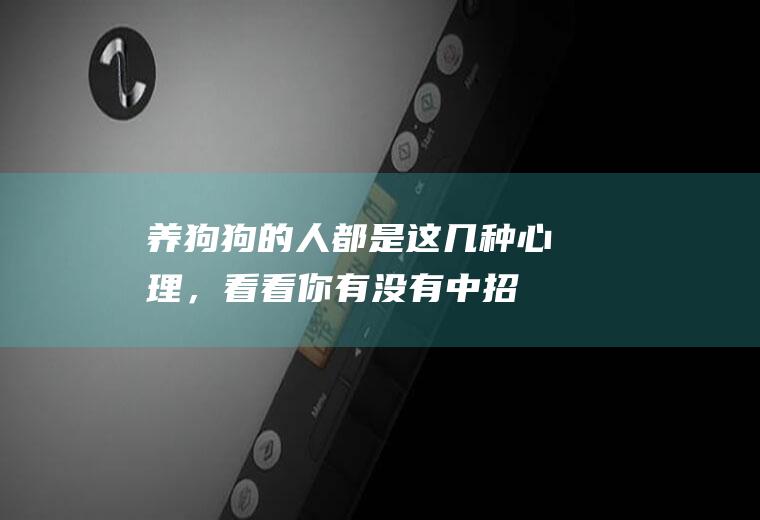 养狗狗的人都是这几种心理，看看你有没有中招(养狗的人心理问题比较多)