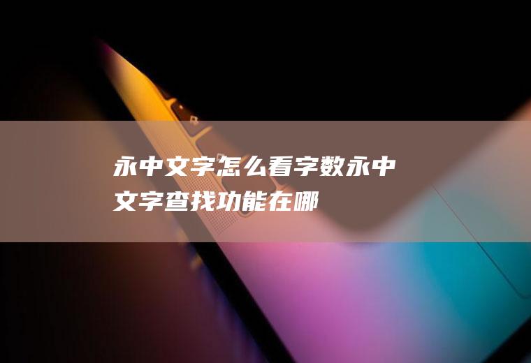 永中文字怎么看字数永中文字查找功能在哪