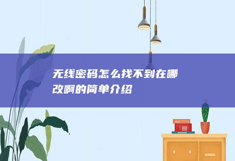 无线密码怎么找不到在哪改啊的简单介绍