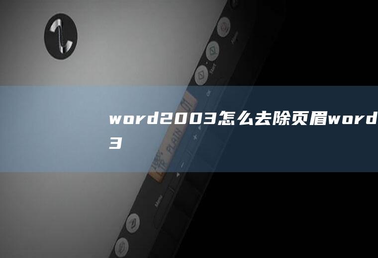 word2003怎么去除页眉word2003怎么去除页眉的那条线