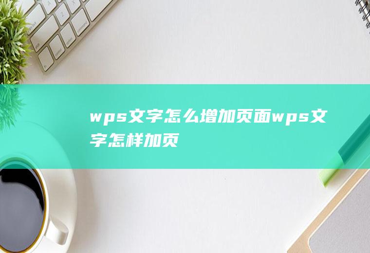 wps文字怎么增加页面wps文字怎样加页