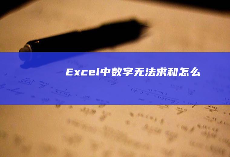 Excel中数字无法求和怎么办