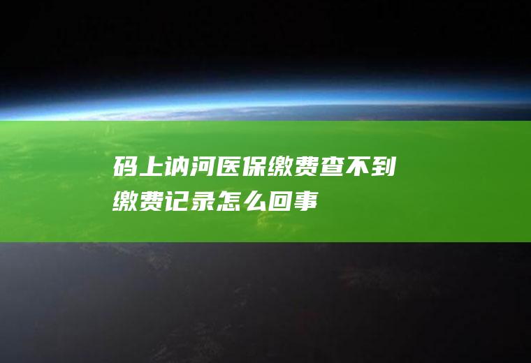 码上讷河医保缴费查不到缴费记录怎么回事