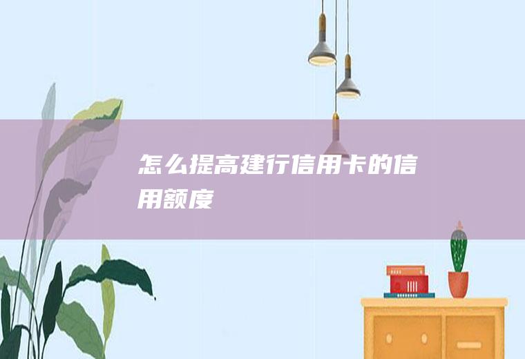 怎么提高建行信用卡的信用额度