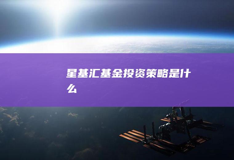 星基汇基金投资策略是什么