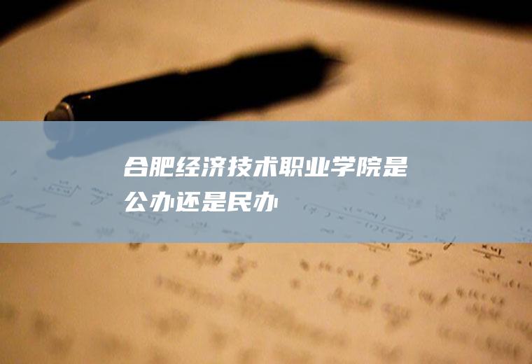 合肥经济技术职业学院是公办还是民办