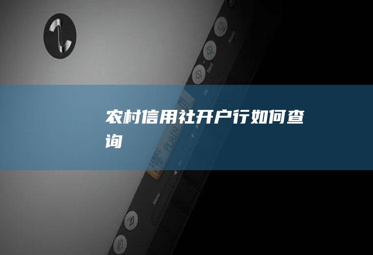 农村信用社开户行如何查询