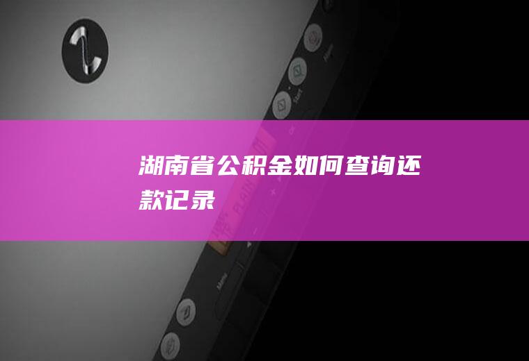 湖南省公积金如何查询还款记录