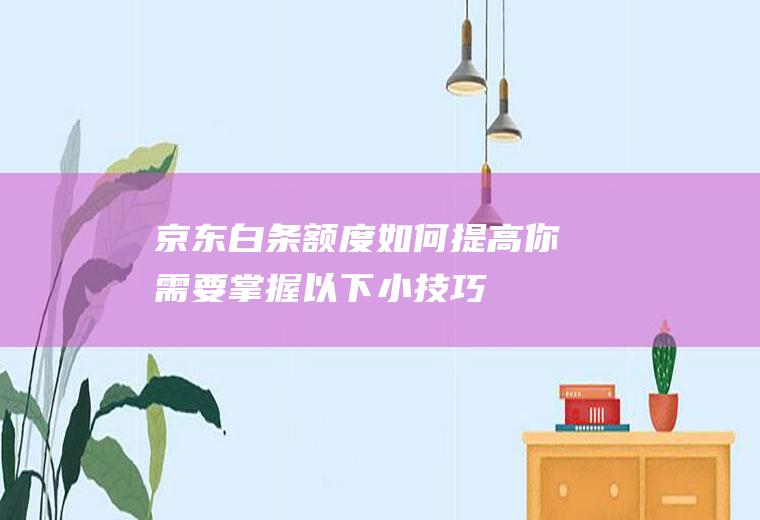 京东白条额度如何提高你需要掌握以下小技巧