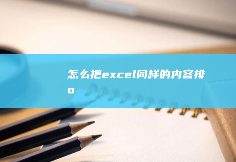 怎么把excel同样的内容排序