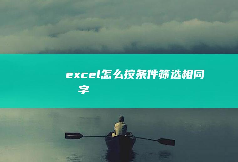 excel怎么按条件筛选相同文字