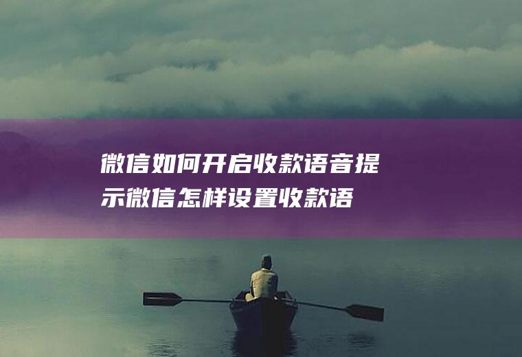 微信如何开启收款语音提示(微信怎样设置收款语音提示)